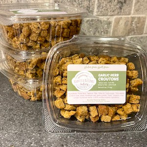 GARLIC CROUTONS ,  GLUTEN FREE, 16 OZ (Pack of 4, 4 OZ Containers)